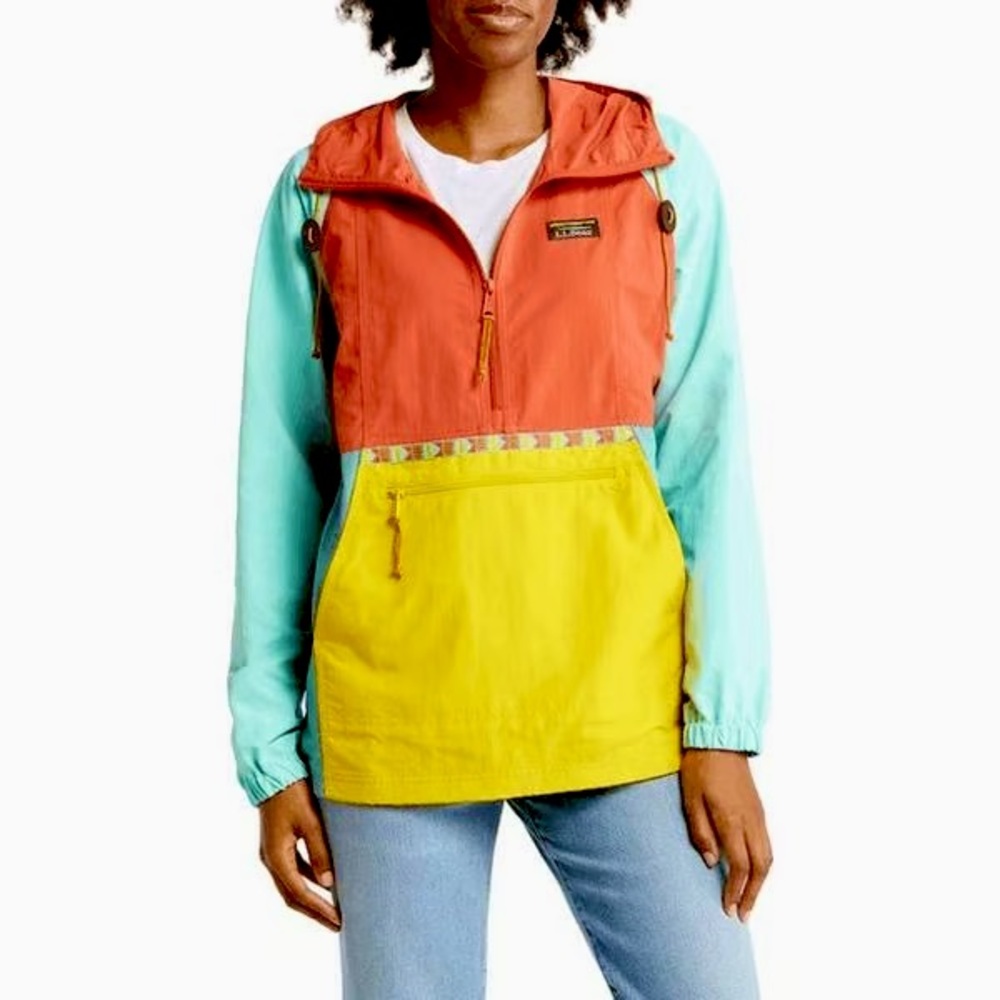 LL Bean Women's Mountain Classic Anorak packable half zip XSPET